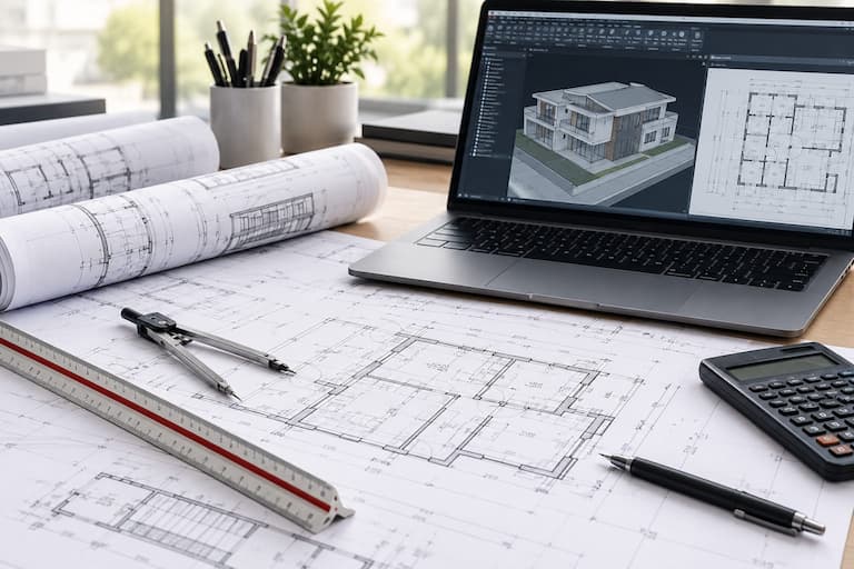 Bauplanung digital und print Pläne